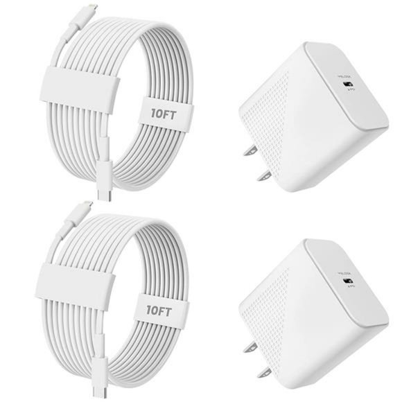 10FT iPhone 14 13 12 Fast Charger -2-Pack 20W USB C Wall Charger with  Type-C - Picture 8 of 14